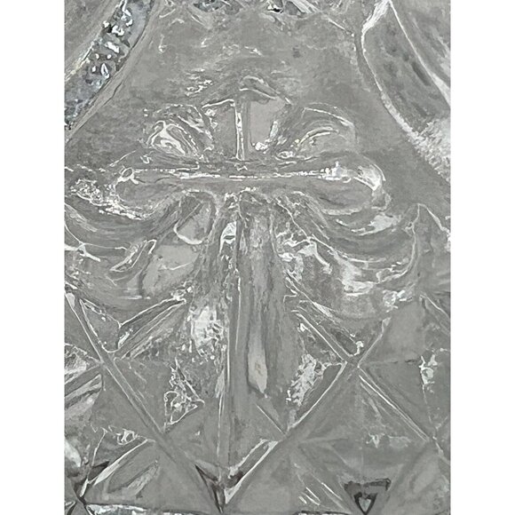 KIG Vintage Clear Fleur de Lis Pattern Cut Glass Round Dish With Lid - Picture 5 of 6